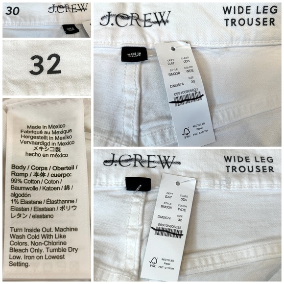 NWT J. Crew Wide-Leg Denim Trouser in White, High Rise, Wide Cuffs Sizes 30 & 32 - Picture 12 of 13